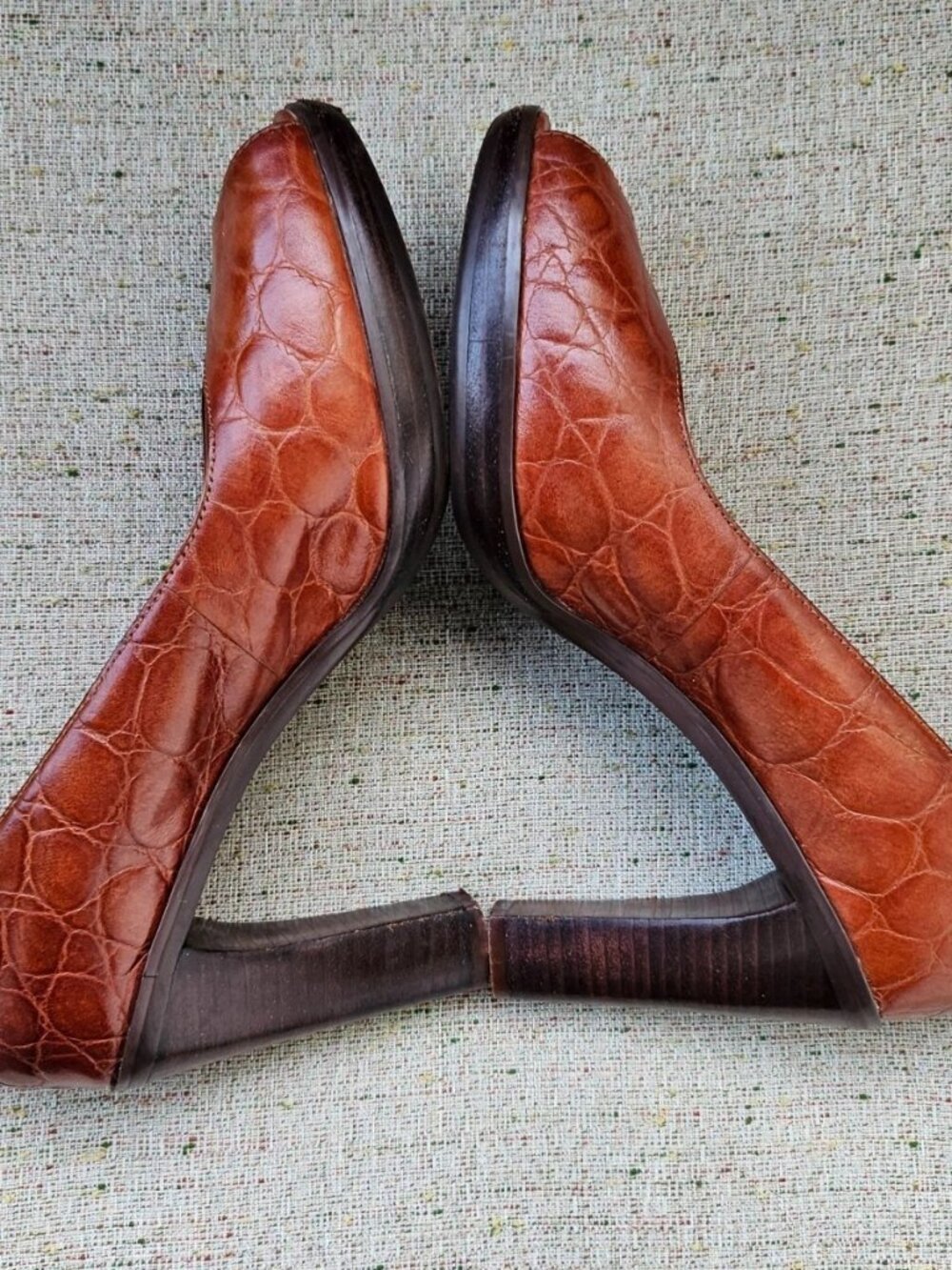 Nine West Women Heel Pump sandal Shoes Brown Leather Upper Size 6.5M - Picture 9 of 12